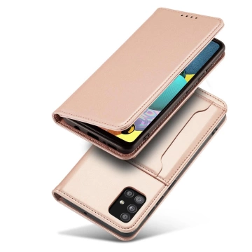 Magnetkartenhülle Hülle für Samsung Galaxy A13 5G Tasche Geldbörse Kartenhalter Pink