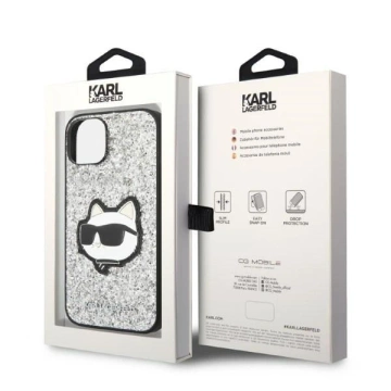 Etui ochronne na telefon Karl Lagerfeld KLHCP14MG2CPS do Apple iPhone 14 Plus 6,7" srebrny/silver hardcase Glitter Choupette Patch