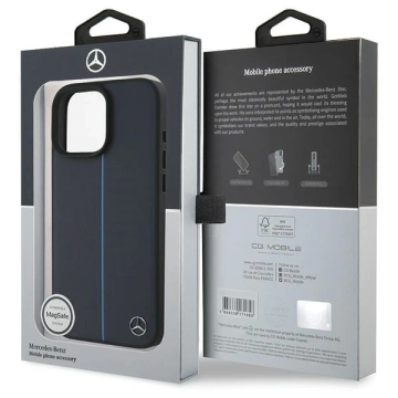 Mercedes iPhone 16 Pro Max 6,9" Hardcase MB Blue Line Leder MagSafe Granatowy