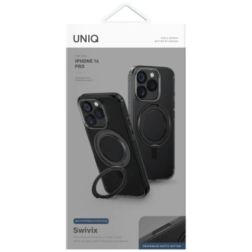 Etui UNIQ Swivix 360 Rotating Kickstand do iPhone 16 Pro 6,3″ – Czarne