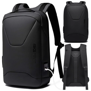 Bange Diebstahlsicherer, wasserdichter Rucksack für 15,6"-Laptops, ideal für Stadtreisen, 46 x 30 x 15 cm, für Arbeit und Flugreisen, für Damen und Herren, mit USB-Anschluss und Zahlenschloss, Schwarz