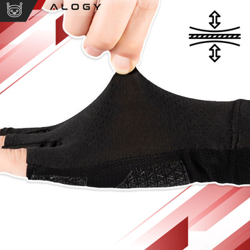 Fahrradhandschuhe M kurz fingerlos Herren Damen Unisex Sport Fahrradhandschuhe für MTB Gravel Kross Alogy Black