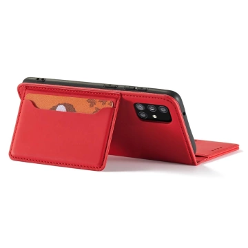 Magnet Card Case etui do Xiaomi Redmi Note 11 pokrowiec portfel na karty kartę podstawka czerwony