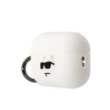Schutzhülle für Kopfhörer Karl Lagerfeld KLAP2RUNCHH für Apple AirPods Pro 2 Cover weiß/weiß Silikon Choupette Head 3D