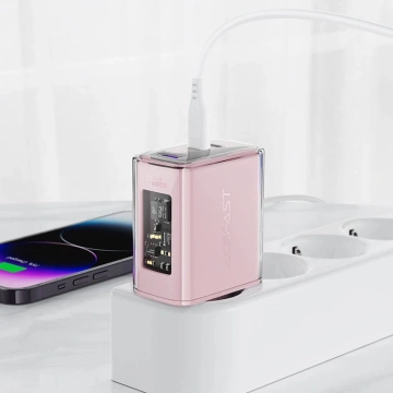 Acefast A45 GaN 65W Wandladegerät 3 USB-Anschlüsse (1xUSB, 2xUSB-C) Lila
