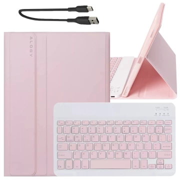 Etui z klawiaturą z miejscem na rysik do Samsung Galaxy Tab S10 FE / S10 Lite / S9 FE 10.9" Alogy Keyboard Case Różowe