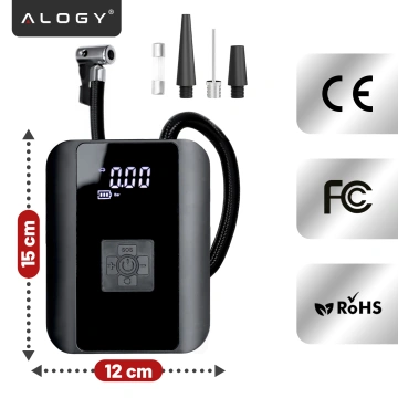 Pompka elektryczna rowerowa do roweru Bezprzewodowa Kompresor Samochodowy przenośny z latarką 150 PSI Alogy Czarna