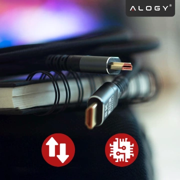 Kabel HDMI 2.1 10 m, 4K/8K Alogy Ultra High Speed™ 48 Gbps 60Hz, Premium z Pozłacanymi Końcówkami, Nylonowy Oplot, Miedziany – Czarny
