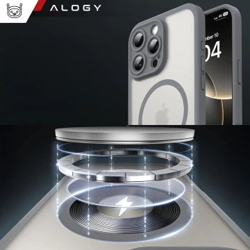 3-in-1-Hybrid-Schutzhüllen-Set mit 2 Displayschutzfolien aus gehärtetem Glas für Apple iPhone 16 Pro Max, MagSafe Hybrid-Schutzhülle mit Linsenschutz, Alogy 3-in-1-Hüllen-Set, Titangrau