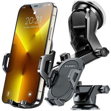 Autotelefonhalter für das Auto 3in1 Alogie an der Windschutzscheibe zum Armaturenbrettgitter, Cockpit Schwarz