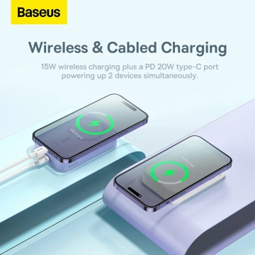 Powerbank Baseus Magnetic Mini 20000 mAh 20W Biały + Kabel USB-C