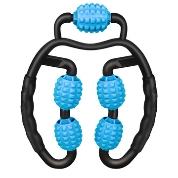 Masażer do ciała antycellulitowy ręczny roller mięśni Alogy 5x wałek do masażu Uniwersalny rolkowy czarno-niebieski 