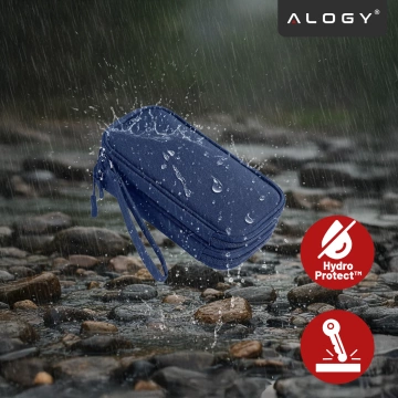 Etui Podróżne na Akcesoria, Organizer na Kable, Ładowarki, Telefon i Powerbank, Wielofunkcyjne i Kompaktowe 21 x 12,5 x 5 cm, Alogy TravelPack™ – Granatowe