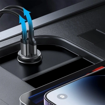 Metalowa ładowarka samochodowa Joyroom JR-CCN06 30 W, 2× USB-C – czarna