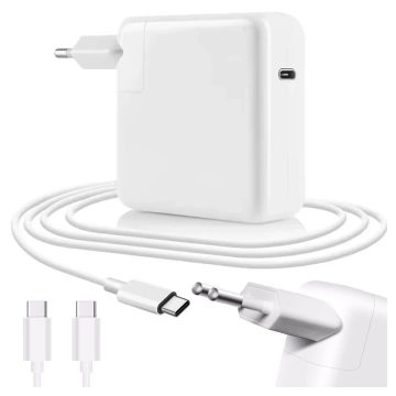 Ładowarka Zasilacz do Apple MacBook Alogy Universal Charger Kabel 2m USB-C do USB-C Szybkie ładowanie PowerDelivery PD 87W Biały