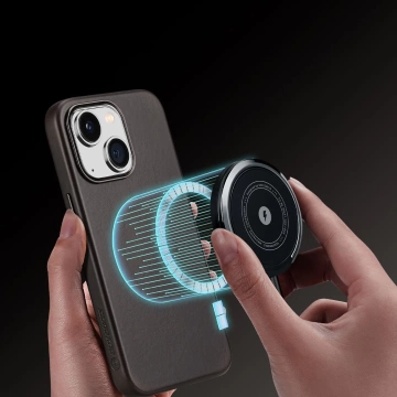 Dux Ducis Naples Hülle für iPhone 14 Plus Lederhülle (MagSafe kompatibel) dunkelbraun