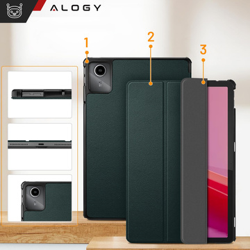 Etui do Lenovo Tab K11 / K11E 11” / M11 10.95" TB330FU / TB330XU / TB331FC Book Case Cover z klapką obudowa futerał pokrowiec Alogy Zielone + Rysik