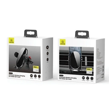 Uchwyt samochodowy do telefonu indukcyjny USAMS US-CD132 15W Automatic do kratki went. CD132ZJ01 czarny/black 