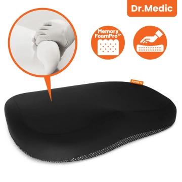  Poduszka na fotel DR.MEDIC ComfySeat™ Ergonomiczna siedzisko biurowe wsparcie kości ogonowej na krzesło do biura auta samochodu Czarna