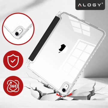 Etui do Apple iPad 11gen. 11" 2025 / 10gen. 10.9" 2022 Ochronne Hybrydowe z Miejscem na Rysik, Składana Okładka, Funkcja Podstawki, Alogy HybridBook™ Case  – Czarne