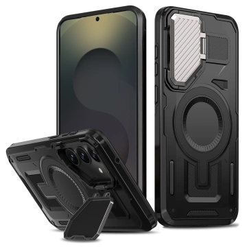 Etui do Samsung Galaxy S25 Plus Case do MagSafe Wzmocniona Pancerna ochrona obiektywów z funkcją podstawki obudowa na telefon Alogy HeavyDuty Mag™️ + Szkło