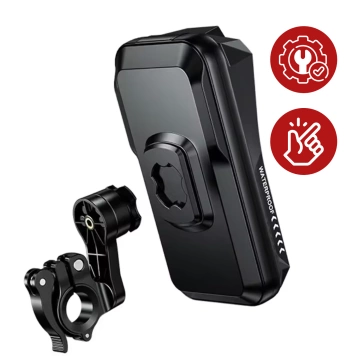Motorrad-Handytasche für Smartphones bis 7 Zoll, wasserdicht (IP66), mit Touchscreen, Kabelanschluss, für Motorräder, Fahrräder, Roller und Co. – Schwarz