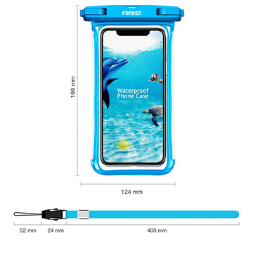 2x Etui wodoodporne wodoszczelne case na telefon Fonken uniwersalne IPX8 do 6.5 Niebieskie