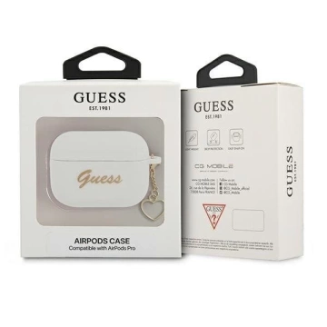 Guess GUAPLSCHSH AirPods Pro Cover biały/white Silicone Charm Collection