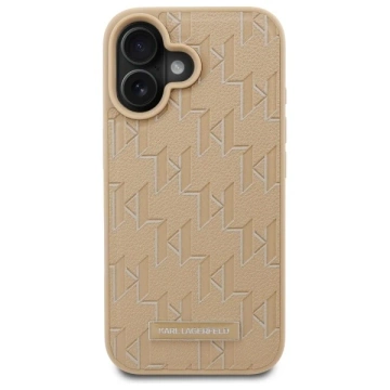 Etui Karl Lagerfeld do iPhone 16 6.1" Beżowy Hardcase Hot Stamp Magsafe