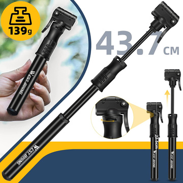 Aluminium-Fahrradpumpe Alogy Mini-Fahrradpumpe 100 psi mit Griff Schwarz