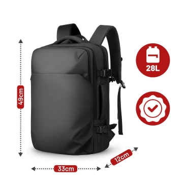 Plecak Podróżny z Przegrodą na Laptopa 17.3" Mark Ryden, Uniwersalny i Wszechstronny, Wodoodporny Bagaż Podręczny do Samolotu z Portem USB, 28L (49×33×12 cm) – Czarny