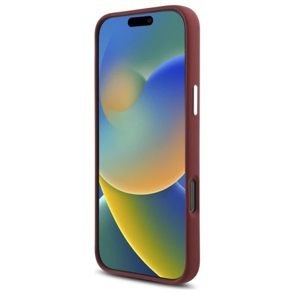 Mercedes-Hülle für iPhone 16 Pro Max 6,9 Zoll, rotes Hardcase, Silikon, weißer Streifen, MagSafe