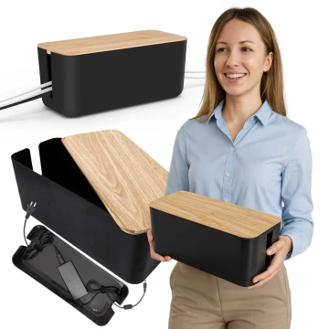 Organizerbox für Kabelleistenbox M Schreibtischboden Alogy BOX Holz Schwarz