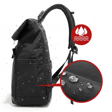 Bange wasserdichter Rucksack für 15,6-Zoll-Laptop, Stadtreisender, 45 x 30 x 16 cm, für Arbeit, Flugzeug, Herren, Damen, mit USB-Anschluss Schwarz