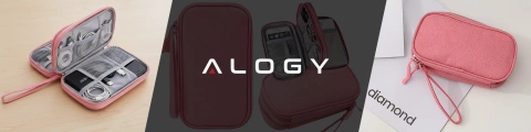 Etui Podróżne na Akcesoria, Organizer na Kable, Ładowarki, Telefon i Powerbank, Wielofunkcyjne i Kompaktowe 21 x 12,5 x 5 cm, Alogy TravelPack™ – Różowe
