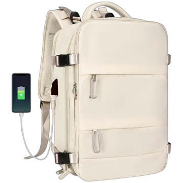 Damen-Reise-Laptop-Rucksack für Koffer, Gepäck, Flugzeug, Arbeit, Schule, 45 x 30 x 20 cm, Alogy Beige