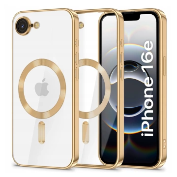MagSafe-Hülle für Apple iPhone 16 Pro Max Alogy Glamour Luxus-Ringgehäuse Gold-Transparent