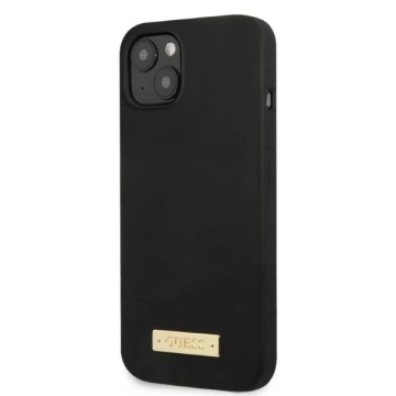 Etui Guess GUHMP13SSPLK do iPhone 13 mini 5,4" czarny/black hard case Silicone Logo Plate MagSafe