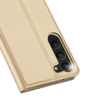 Etui ochronne na telefon Dux Ducis Skin Pro do Samsung Galaxy S23+ pokrowiec z klapką portfel na kartę podstawka złote