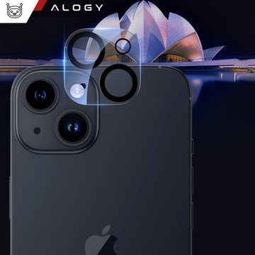 Etui Case do iPhone 14 + zestaw 4 szkieł 5w1 pancerne 360 Alogy Hybrid 2x Szkło na ekran +2x obiektyw czarno-przezroczyste