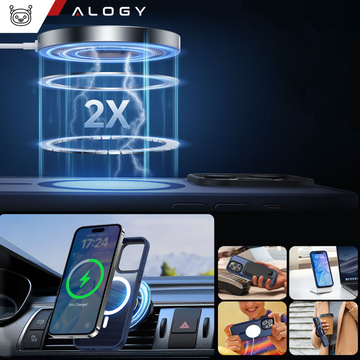 Etui do iPhone 15 Pro MagSafe Matt Case Cover matowe obudowa Alogy Ring pancerne na telefon Granatowe
