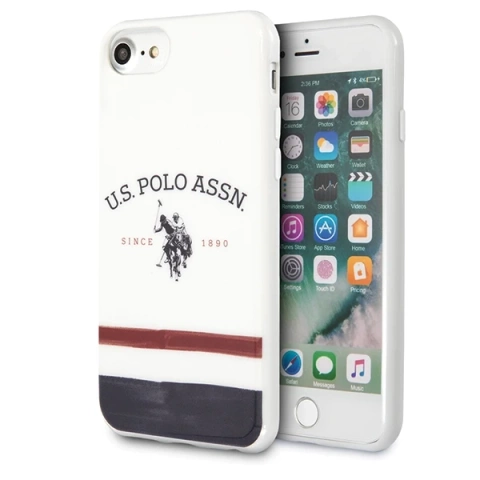 US Polo Tricolor Pattern Collection Handyhülle iPhone 7/8/SE 2020 / SE 2022 weiß/weiß
