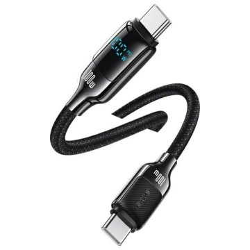 USAMS USB-C-auf-USB-C-Kabel 1,2 m, 100 W, Digitalanzeige, Schwarz