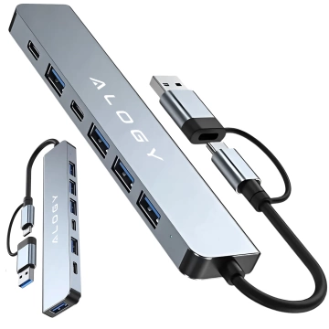 HUB-Splitter Alogy-Adapter für Computer-Laptop mit USB-C auf 3x USB-A 2.0 1x USB-A 3.0 Grau