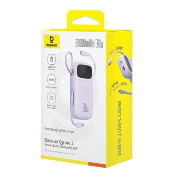 Powerbank Baseus QPow 2 20000mAh 30W 2xUSB-C Fioletowy
