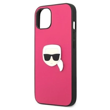 Karl Lagerfeld KLHCP13SPKMP iPhone 13 mini 5,4" różowy/pink Hardcase Leder Ikonik Karl`s Head Metal