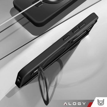 Etui pancerne Alogy Stand Ring Case obudowa na telefon do MagSafe do Samsung Galaxy S23+ Plus matowe Czarne