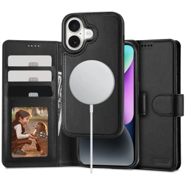 Etui für iPhone 16 Tech-Protect Wallet MagSafe Schwarz