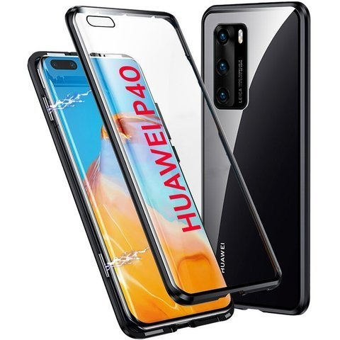 Etui magnetyczne szklane Dr.Fit dwustronne do Huawei P40 Czarne