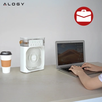 Alogy DeskBreeze™ 3-in-1 Tischventilator-Klimaanlage, kleiner Bodenventilator mit Luftbefeuchter, Timer und LED-Hintergrundbeleuchtung, USB-C